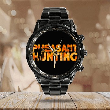 Discover Pheasant Hunter Orange Camouflage Pheasant Hunting Baseball Tees Calendar Steel Band Watch