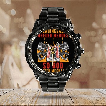 Discover Engineers Needed Heroes so God Created Mechanics Car Calendar Steel Band Watch