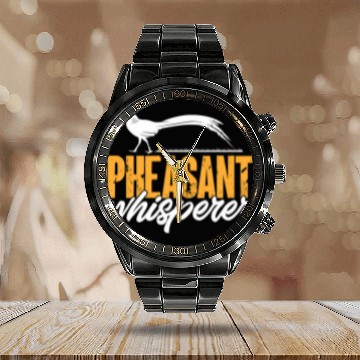 Discover Pheasant Hunting Pheasant Whisperer Upland Bird Hunting Calendar Steel Band Watch