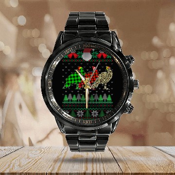 Discover Peacock Ugly Christmas Red Plaid Leopard xmass Animals Calendar Steel Band Watch