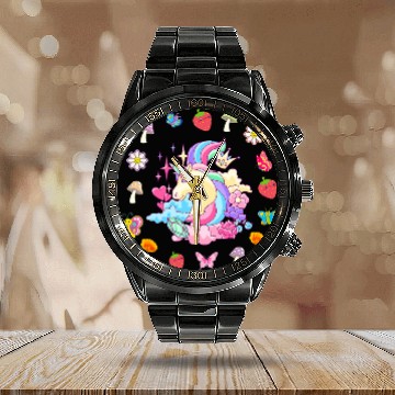 Discover Unicorns Garden Butterfly Calendar Steel Band Watch
