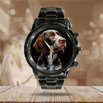 Discover Funny german shorthaired pointer Cute Puppy Baseball Tees Calendar Steel Band Watch
