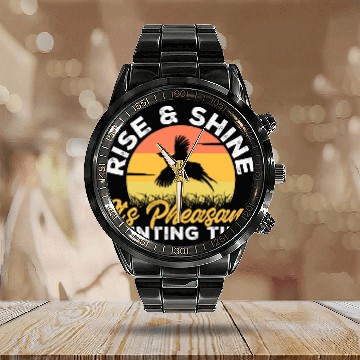 Discover Pheasant Hunting Retro vintages Upland Bird Hunting 21 Baseball Tees Calendar Steel Band Watch