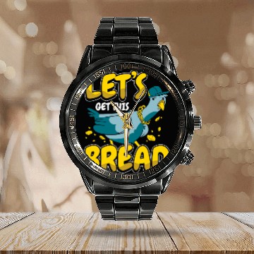 Discover Pigeon Lets get this bread Calendar Steel Band Watch