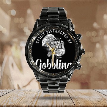 Discover Turkey Hunting Easily Distracted By Gobbling Turkey Hunter Zip Calendar Steel Band Watch