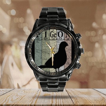 Discover Pigeon Periodic Table Elements Birdwatching Ornithology 21 Calendar Steel Band Watch