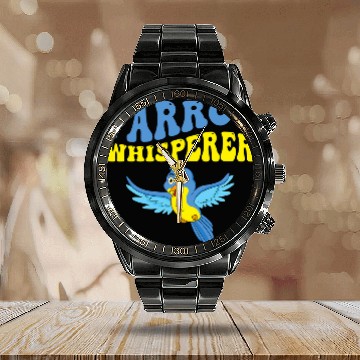 Discover Parrots Bird 2Parrot Whisperer Calendar Steel Band Watch