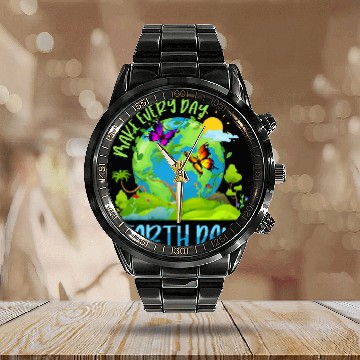Discover Make Everyday Earth Day 2Earth Butterfly Environmental Baseball Tees Calendar Steel Band Watch