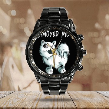 Discover Dog Samoyed Samojeden Mama Samoyed Gift for Dog Lovers Calendar Steel Band Watch