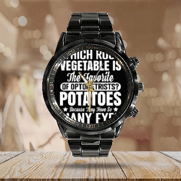 Discover Optometrists Favorite Root Vegetable Optometry Eyeglasses Calendar Steel Band Watch