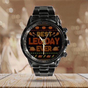 Discover Ugly Thanksgiving Sweater bests Leg Day Ever Turkey Gift Baseball Tees Calendar Steel Band Watch