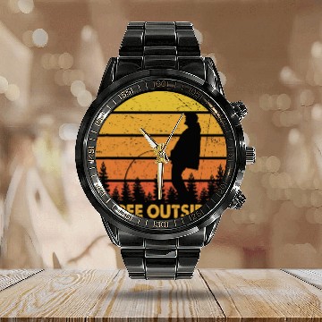 Discover Retro I Love Peeing Outside Funny Camping Camper Drunk Calendar Steel Band Watch