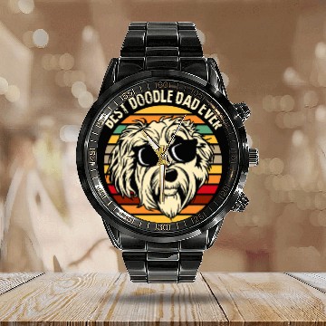 Discover Mens bests Doodle Dad Ever Labradoodle Goldendoodle Baseball Tees Calendar Steel Band Watch