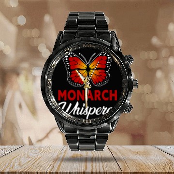 Discover Monarch Whisperer Monarch Orange Butterfly Calendar Steel Band Watch