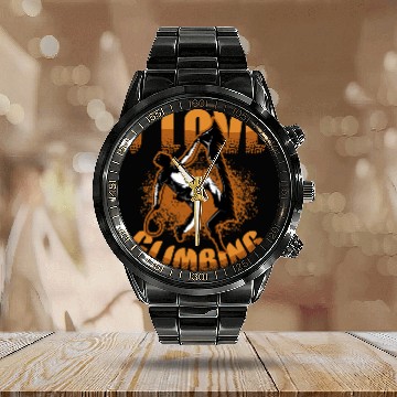 Discover Rock Climbing I Love Climbing Calendar Steel Band Watch