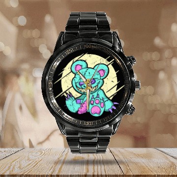Discover Horror Teddy Bear Pastel Goth Aesthetic Goth Gothic Emo Calendar Steel Band Watch