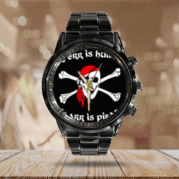Discover To err is human 2to arr is pirate skull 2bones red cap Calendar Steel Band Watch