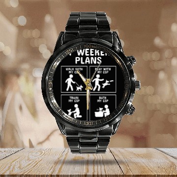 Discover My Weekend Plans German Shorthaired Pointer Dog Calendar Steel Band Watch