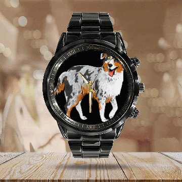 Discover Mini Aussie Miniature Australian Shepherd 2 Calendar Steel Band Watch