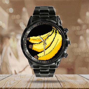 Discover Pixel Art Banana Calendar Steel Band Watch
