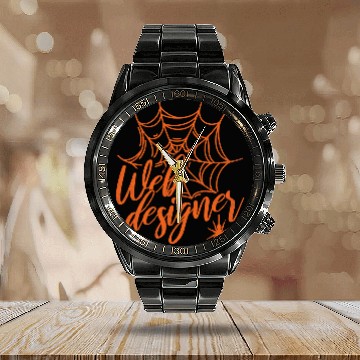 Discover Web Designer Spider Halloween 21 Calendar Steel Band Watch