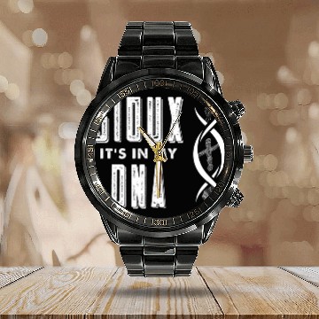 Discover Sioux Native American DNA Roots Indian Pride Calendar Steel Band Watch