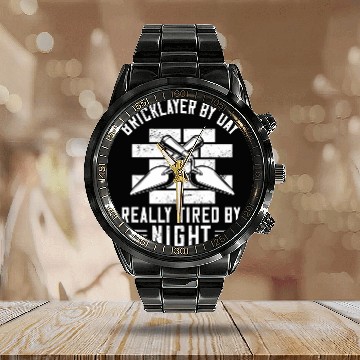Discover Really Tired Brick Mason Masonry Construction Bricklayer Baseball Tees Calendar Steel Band Watch