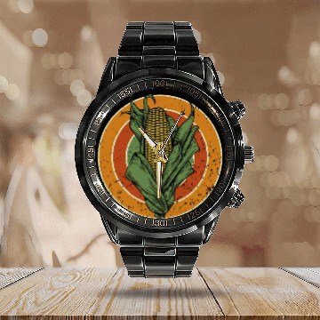 Discover vintages Midwest Ear Of Corn Cool Food Farmer Corn Lover Baseball Tees Calendar Steel Band Watch