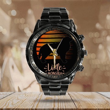 Discover Pyrenean Mountain Dog Retro 35 Calendar Steel Band Watch