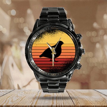 Discover vintages Retro Quail Breeder Zip Calendar Steel Band Watch