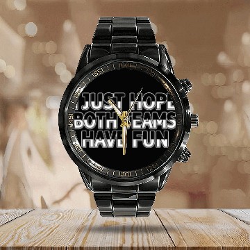 Discover I just hope both teams have fun Pitcher Pitch Catcher Dad Zip Calendar Steel Band Watch