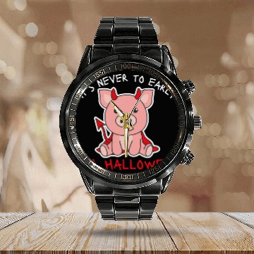 Discover Pig Halloween Pig Cute Devil Halloween Calendar Steel Band Watch