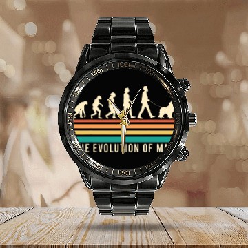 Discover Newfoundland EVOLUTION Newfie Dog Owner Newfoundlands Zip Calendar Steel Band Watch