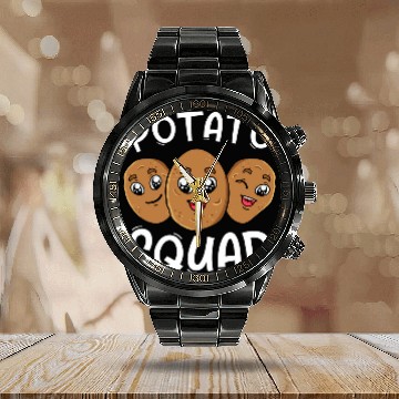 Discover Potato Squad Tuber Lover Root Vegetable Tater Eaters Calendar Steel Band Watch