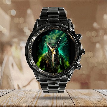 Discover Native American Chief Lightning Bolt Geometric Graphic Calendar Steel Band Watch