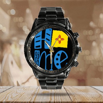 Discover homes New Mexico in Art Block Letters Calendar Steel Band Watch