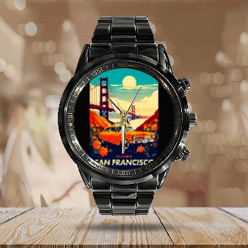 Discover San Francisco vintages Travel Design Calendar Steel Band Watch