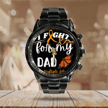 Discover MS Multiple Sclerosis Awareness Dad Cure Monarch Butterfly Baseball Tees Calendar Steel Band Watch