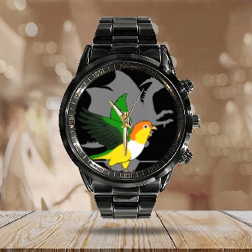 Discover White Bellied Caique Dragon Shadow Funny Screaming Parrot Baseball Tees Calendar Steel Band Watch