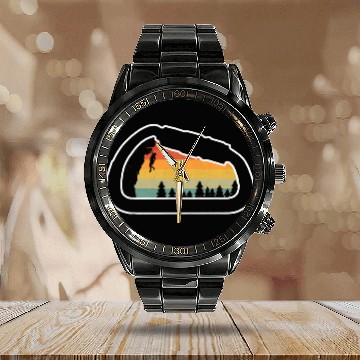 Discover Rock Climbing Clip Zip Calendar Steel Band Watch