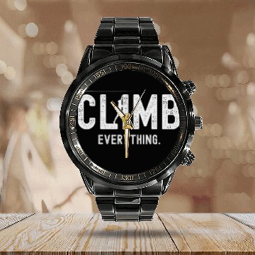 Discover Rock Climbing Climb Everything Climber Bouldering Zip Calendar Steel Band Watch