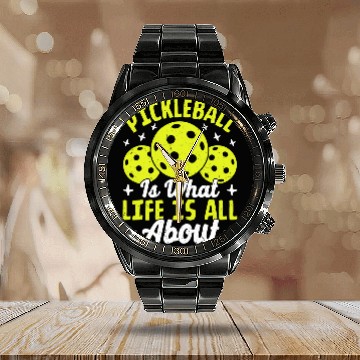Discover Pickleball Blogger Meme Quote Zip Calendar Steel Band Watch