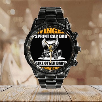 Discover Winged Sprint Car Dad 2Sprint Car Racer Calendar Steel Band Watch