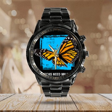 Discover Need Milkweeds Monarch Butterfly Baseball Tees Calendar Steel Band Watch