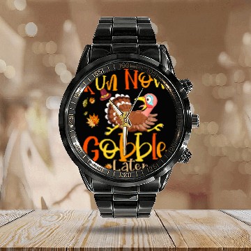 Discover Run Now Gobble Later Running Funny Thanksgiving Turkey Trot Calendar Steel Band Watch