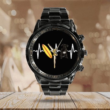 Discover Surfing Cane Corso Heartbeat Dog Lover Calendar Steel Band Watch