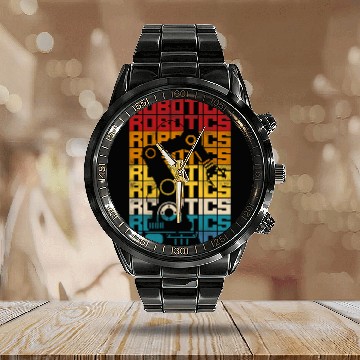Discover Robot Robotics Engineer Retro vintages Robotics Baseball Tees Calendar Steel Band Watch
