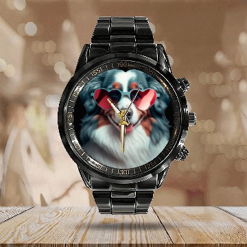 Discover Mini Aussie Mom Australian Shepherd Valentines Day Calendar Steel Band Watch
