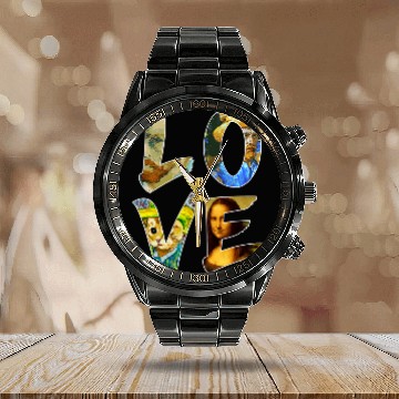 Discover LOVE Art Painting Lover Baseball Tees Calendar Steel Band Watch