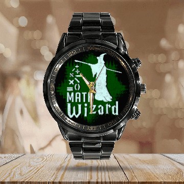 Discover Math Wizard Mathematics Mathematician Calendar Steel Band Watch